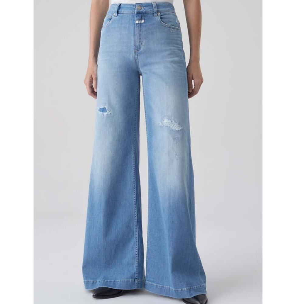 Closed Glow Up Wide Leg High Waisted Supper Soft Cotton Distressed Jeans 27